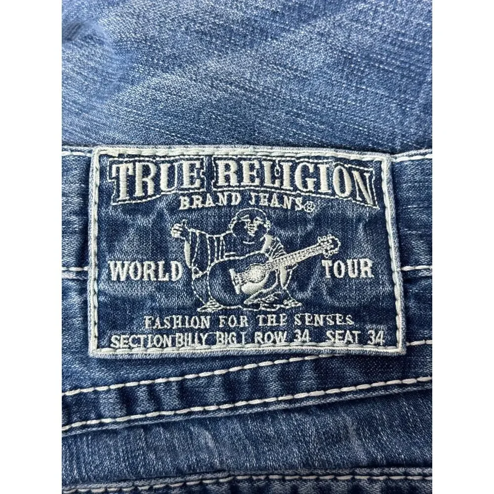 Vintage True Religion Jeans 34 x 31 Men Billy Big T Y2K Relaxed Boot Flap Pocket